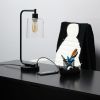 Modern Iron Desk Lamp with USB Port and Glass Shade, Black