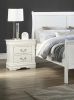 Louis Philip Nightstand Solid Wood Contemporary Style White Finish Two Drawers