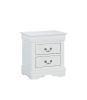 Louis Philip Nightstand Solid Wood Contemporary Style White Finish Two Drawers