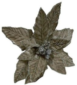 21” Taupe Velvet Poinsettia Stem