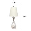 Malibu Curved Mosaic Seashell Table Lamp with Chrome Accents