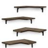 4 Packs Wood Corner Floating Shelf Organizer, Brown
