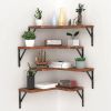 4 Packs Wood Corner Floating Shelf Organizer, Brown