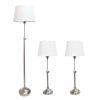 Perennial Modern Manhattan Extendable 3 Piece Metal Lamp Set (2 Table Lamps, 1 Floor Lamp) for Living Room, Bedroom, Home Décor with White Tapered Dru
