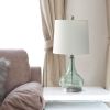 23.25" Contemporary Rippled Colored Glass Bedside Desk Table Lamp with White Fabric Shade, Green/Gray Sage