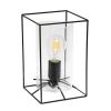 Black Framed Table Lamp with Clear Cylinder Glass Shade, Small