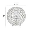 Elipse Medium 8" Contemporary Metal Crystal Round Sphere Glamourous Orb Table Lamp for Living Room, Bedroom, Entryway, Office, Foyer, Home Décor, Chro