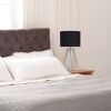 Interlocked Triangular Gray Wood Table Lamp with Black Fabric Shade
