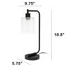 Modern Iron Desk Lamp with USB Port and Glass Shade, Black