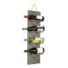Positano Nautical Rope 4 Bottle Vertical Wall Mounted Wood Wine Rack, Rustic Gray