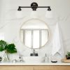 Essentix Traditional Three Light Metal and Translucent Glass Shade Vanity Uplight Downlight Wall Mounted Fixture for Bathroom, Entryway, Hallway, Oil