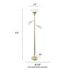 Torchiere Floor Lamp with 2 Reading Lights and Scalloped Glass Shades, Gold