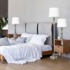 Perennial Morocco Classic 3 Piece Metal Lamp Set (2 Table Lamps, 1 Floor Lamp) for Living Room, Bedroom, Home Décor with White Drum Fabric Shades and