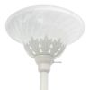 Torchiere Floor Lamp with 2 Reading Lights and Scalloped Glass Shades, White