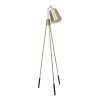 Industrial 1 Light Tripod Floor Lamp with Interior White Spotlight, Antique Brass
