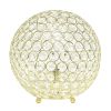 Elipse Medium 10" Contemporary Metal Crystal Round Sphere Glamourous Orb Table Lamp for Living Room, Bedroom, Entryway, Office, Foyer, Home Décor, Gol