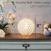 Elipse Medium 8" Contemporary Metal Crystal Round Sphere Glamourous Orb Table Lamp for Living Room, Bedroom, Entryway, Office, Foyer, Home Décor, Whit