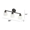 Essentix Traditional Three Light Metal and Translucent Glass Shade Vanity Uplight Downlight Wall Mounted Fixture for Bathroom, Entryway, Hallway, Oil