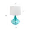 Modern Rippled Colored Glass Lamp with White Linen Tapered Drum Shade
