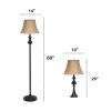 Homely Traditional Valletta 3 Piece Metal Lamp Set (2 Table Lamps, 1 Floor Lamp) for Living Room, Bedroom, Home Décor with Tan Empire Fabric Shades an