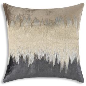 Mira Beige Charcoal Velvet Pillow