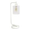 Modern Iron Desk Lamp with Glass Shade, White