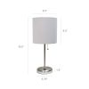 Stick Lamp with USB charging port and Fabric Shade 2 Pack Set, Gray