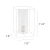 White Framed Table Lamp with Clear Cylinder Glass Shade, Large