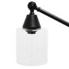 Swing Arm Floor Lamp with Clear Glass Cylindrical Shade, Black Matte