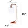 Modern Iron Desk Lamp with USB Port and Glass Shade, Rose Gold