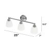 Essentix Traditional Three Light Metal and Translucent Glass Shade Vanity Uplight Downlight Wall Mounted Fixture for Bathroom, Entryway, Hallway, Chr