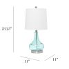 23.25" Contemporary Rippled Colored Glass Bedside Desk Table Lamp with White Fabric Shade, Clear Blue