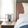 Black Framed Table Lamp with Smoked Cylinder Glass Shade, Small