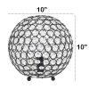 Elipse Medium 10" Contemporary Metal Crystal Round Sphere Glamourous Orb Table Lamp for Living Room, Bedroom, Entryway, Office, Foyer, Home Décor, Res