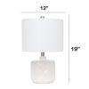19" Contemporary Bohemian Ceramic Eyelet Pattern Floral Textured Bedside Table Lamp with White Fabric Shade, OffWhite