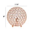 Elipse Medium 8" Contemporary Metal Crystal Round Sphere Glamourous Orb Table Lamp for Living Room, Bedroom, Entryway, Office, Foyer, Home Décor, Rose
