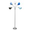 Floor Lamp with 5 Adjustable Lights, Multi-Color Shades, Silver