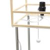 1 Light Metal Etagere Floor Lamp with Storage Shelves and Linen Shade, Light Wood
