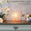 Elipse Medium 8" Contemporary Metal Crystal Round Sphere Glamourous Orb Table Lamp for Living Room, Bedroom, Entryway, Office, Foyer, Home Décor, Rose