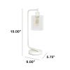 Modern Iron Desk Lamp with Glass Shade, White