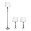 Perennial Morocco Classic 3 Piece Metal Lamp Set (2 Table Lamps, 1 Floor Lamp) for Living Room, Bedroom, Home Décor with White Drum Fabric Shades and