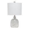 Smokey Gray Hammered Glass Jar Table Lamp with Gray Linen Shade