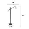 Swing Arm Floor Lamp with Clear Glass Cylindrical Shade, Black Matte