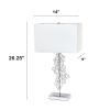 Lumiluxxe 26.25" Tall Contemporary Crystal Glitz and Chrome Glam Table Lamp with White Fabric Rectangular Shade for Living Room, Bedroom, Entryway, Fo