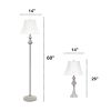 Perennial Traditional Valletta 3 Piece Metal Lamp Set (2 Table Lamps, 1 Floor Lamp) for Living Room, Bedroom, Home Décor with White Empire Fabric Shad