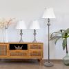 Perennial Traditional Valletta 3 Piece Metal Lamp Set (2 Table Lamps, 1 Floor Lamp) for Living Room, Bedroom, Home Décor with White Empire Fabric Shad
