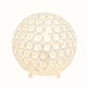 Elipse Medium 8" Contemporary Metal Crystal Round Sphere Glamourous Orb Table Lamp for Living Room, Bedroom, Entryway, Office, Foyer, Home Décor, Whit