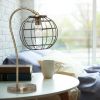 Arched Metal Cage Table Lamp, Antique Brass