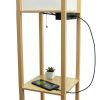 Floor Lamp Etagere Organizer, 2 USB and Linen Shade, Tan