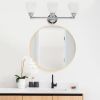 Essentix Traditional Three Light Metal and Translucent Glass Shade Vanity Uplight Downlight Wall Mounted Fixture for Bathroom, Entryway, Hallway, Chr